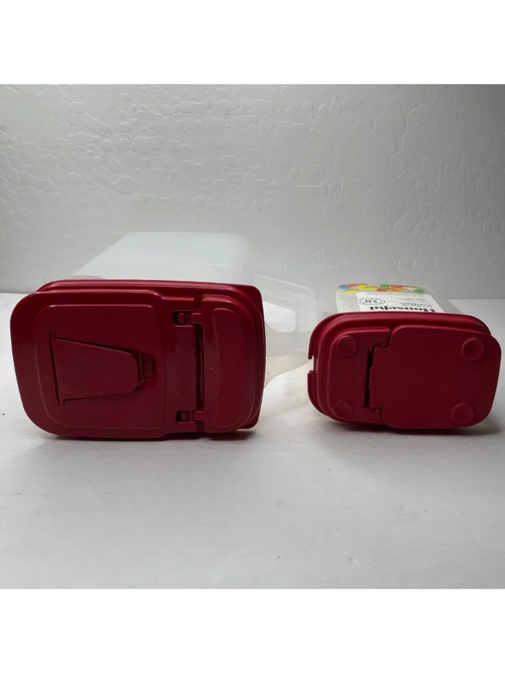 Houseful Kitchen Sugar 4 Qt  Lil Handy Container 1 Qt W/ Scoop Red Lids